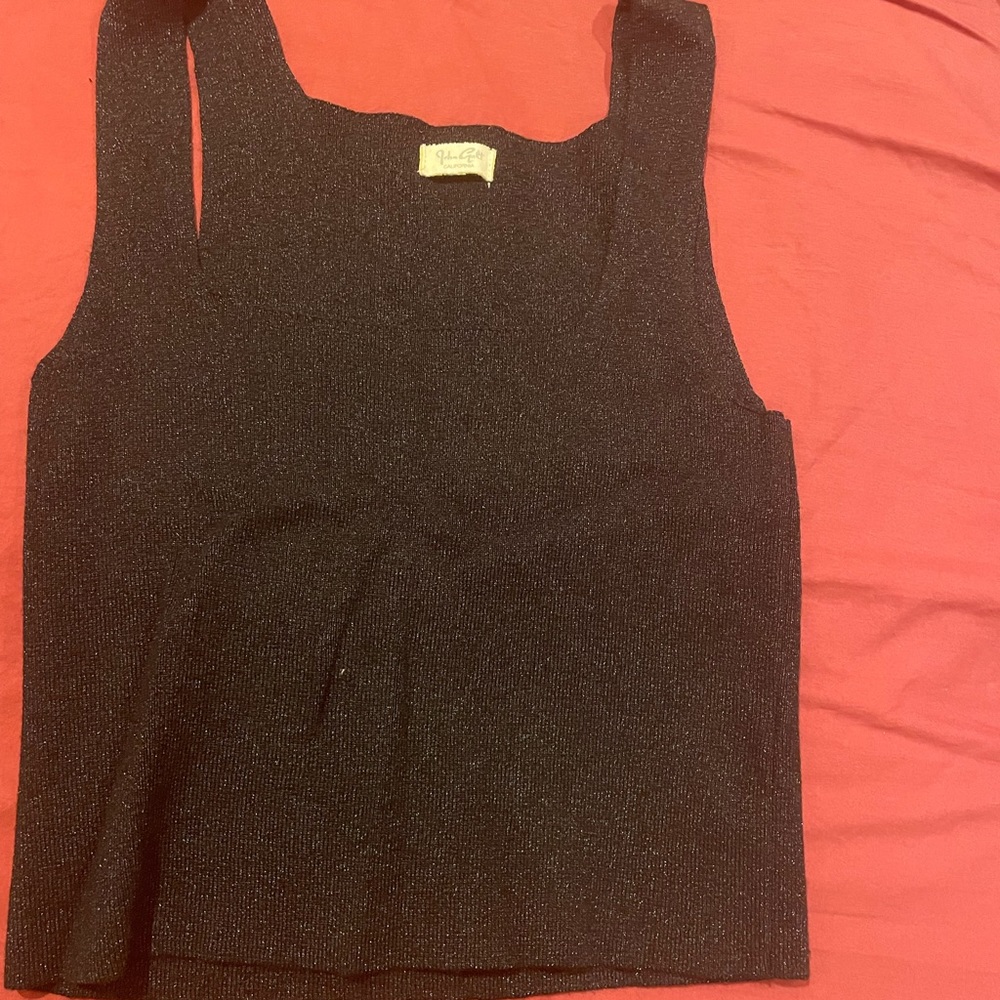 BRANDY JOHN GALT sparkly black crop top